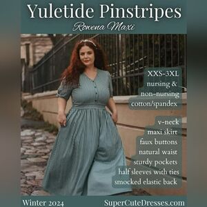 Green Striped Nursing/Maternity Dress